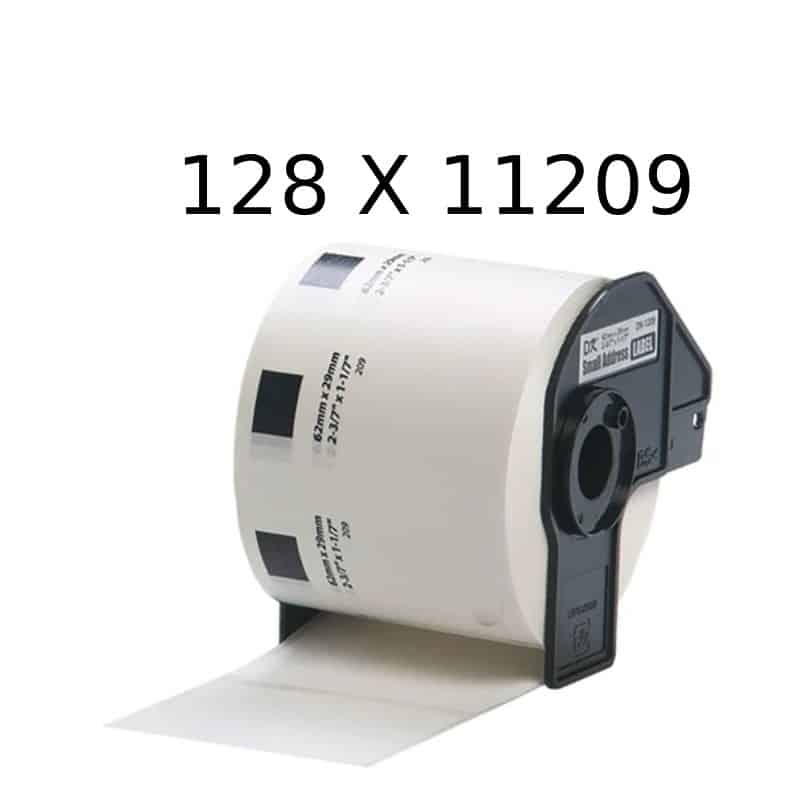 128 Stk Dk11209 Adresseetiketter 800 Pr Rulle Ialt 102 400 Stk 29   62mm Kompatibel Brother Dk11209