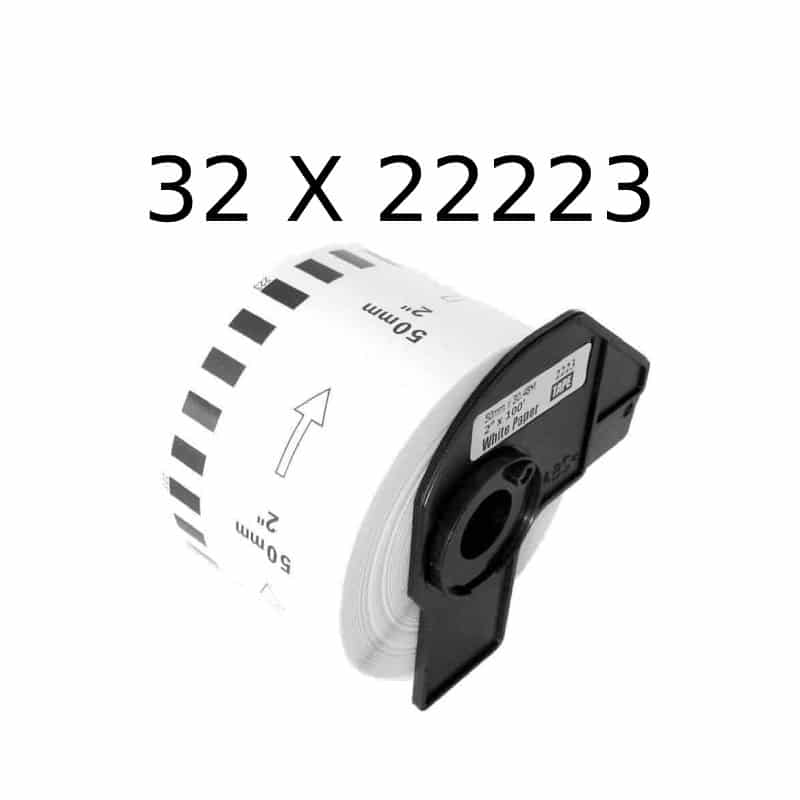 32 Stk Dk22223 Rulle Kontinuerlige Papir Etiketter 5cm   30 5m Kompatibel Brother Dk22223
