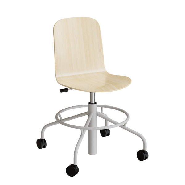 Stol Add 5903  Fodkryds Og Hjul  Birk Laminat  Alugråt Stel