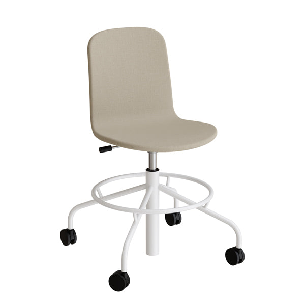Stol Add 5903  Fodkryds Og Hjul  Helbetrukket Beige Tekstil  Hvidt Stel