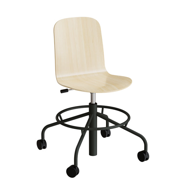 Stol Add 5903  Fodkryds Og Hjul  Hvidpigmenteret Eg Laminat  Sortoliven Stel