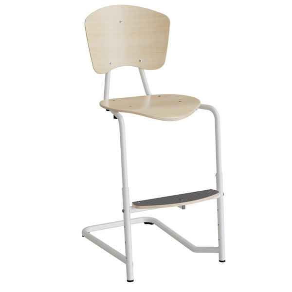 Stol Femman 3761  Birk Laminat Med Hvidt Stel Og Fodplade