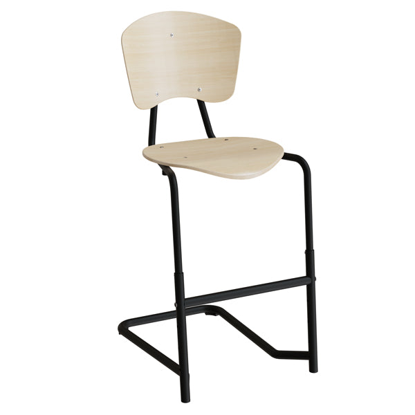 Stol Femman 3761  Birk Laminat Med Sort Stel Og Fodstøtte