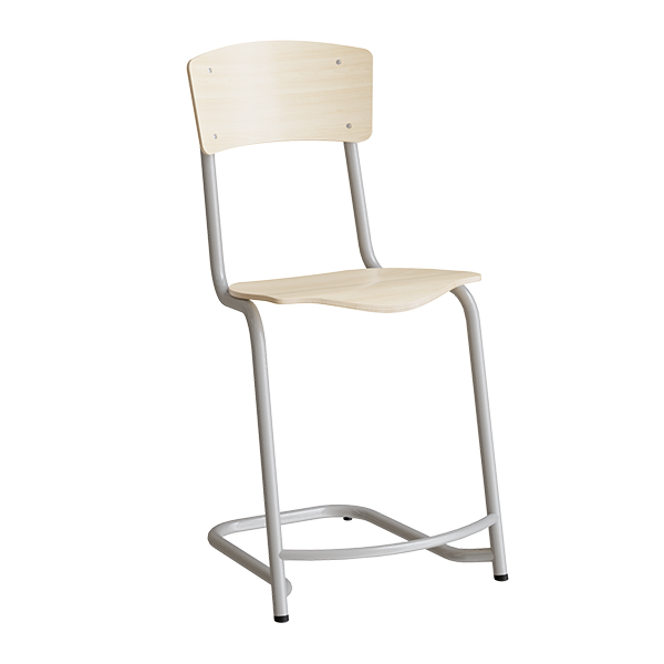 Stol Mia 196 Birk Laminat  Alugråt Stel  Siddehøjde 520mm