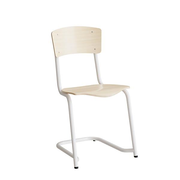 Stol Mia 190 Birk Laminat Med Hvide Ben  Siddehøjde 440 Mm