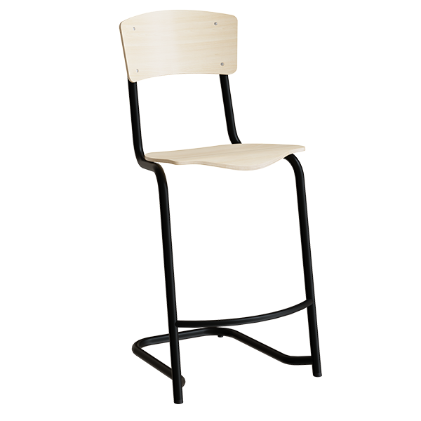 Stol Mia 196 Birk Laminat  Sorte Stel  Siddehøjde 620mm