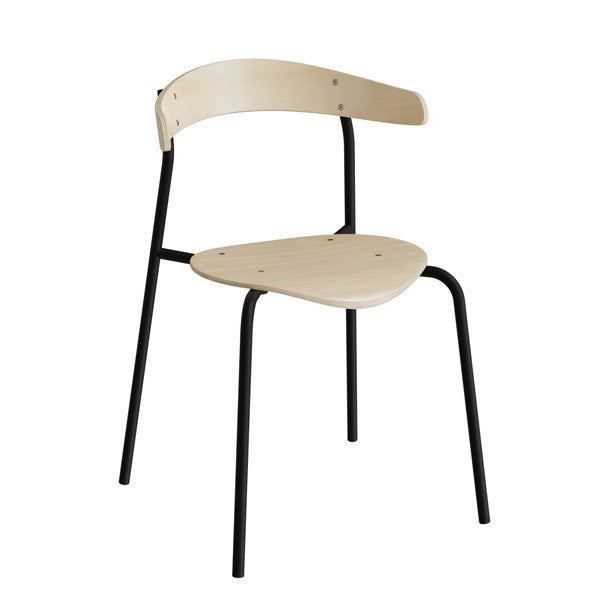 Stol Olle  Birk Laminat Med Sort Stel