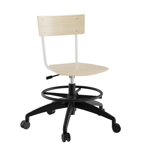 Stol Strong 113  Birk Laminat Med Hvidt Stel  Hjul Og Fodring