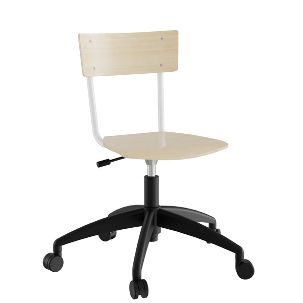 Stol Strong 113  Birk Laminat Med Hvidt Stel Og Hjul