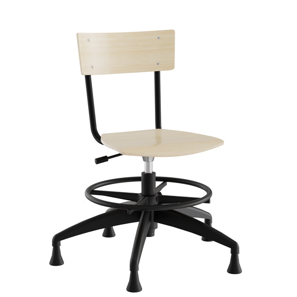 Stol Strong 113  Birk Laminat Med Sort Stel  Glidesko Og Fodring