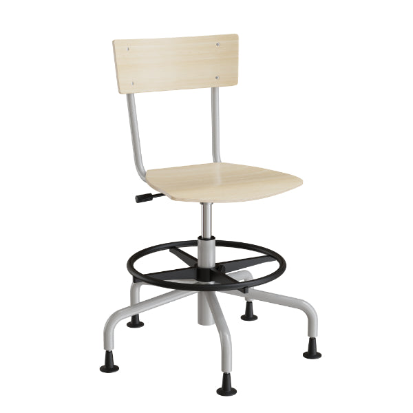 Stol Strong 113  Birk Laminat Og Alugråt Stel  Metalkryds  Fodring Og Glidesko