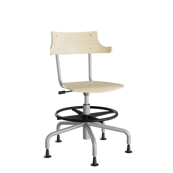 Stol Strong 113 Hatt  Birk Laminat Og Alugråt Stel  Metalkryds  Fodring Og Glidesko