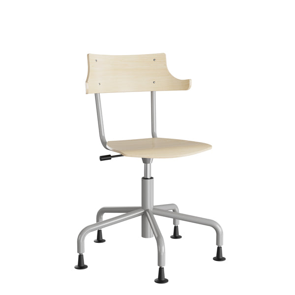 Stol Strong 113 Hatt  Birk Laminat Og Alugråt Stel  Metalkryds Og Glidesko