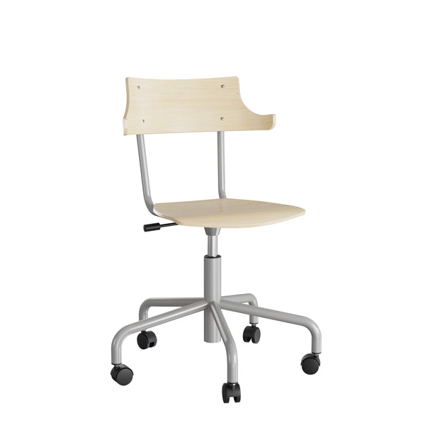 Stol Strong 113 Hatt  Birk Laminat Og Alugråt Stel  Metalkryds Og Hjul