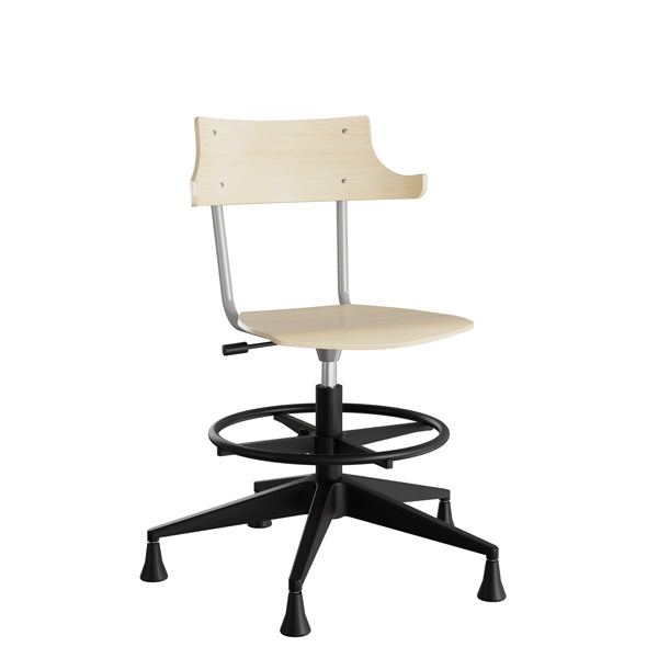 Stol Strong 113 Hatt  Birk Laminat Og Alugråt Stel  Plastkryds  Fodring Og Glidesko