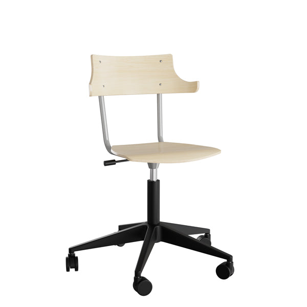 Stol Strong 113 Hatt  Birk Laminat Og Alugråt Stel  Plastkryds Og Hjul