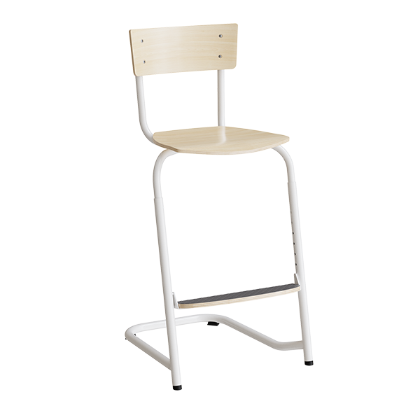 Stol Strong 276 Justerbar  Birk Laminat  Hvidt Stel