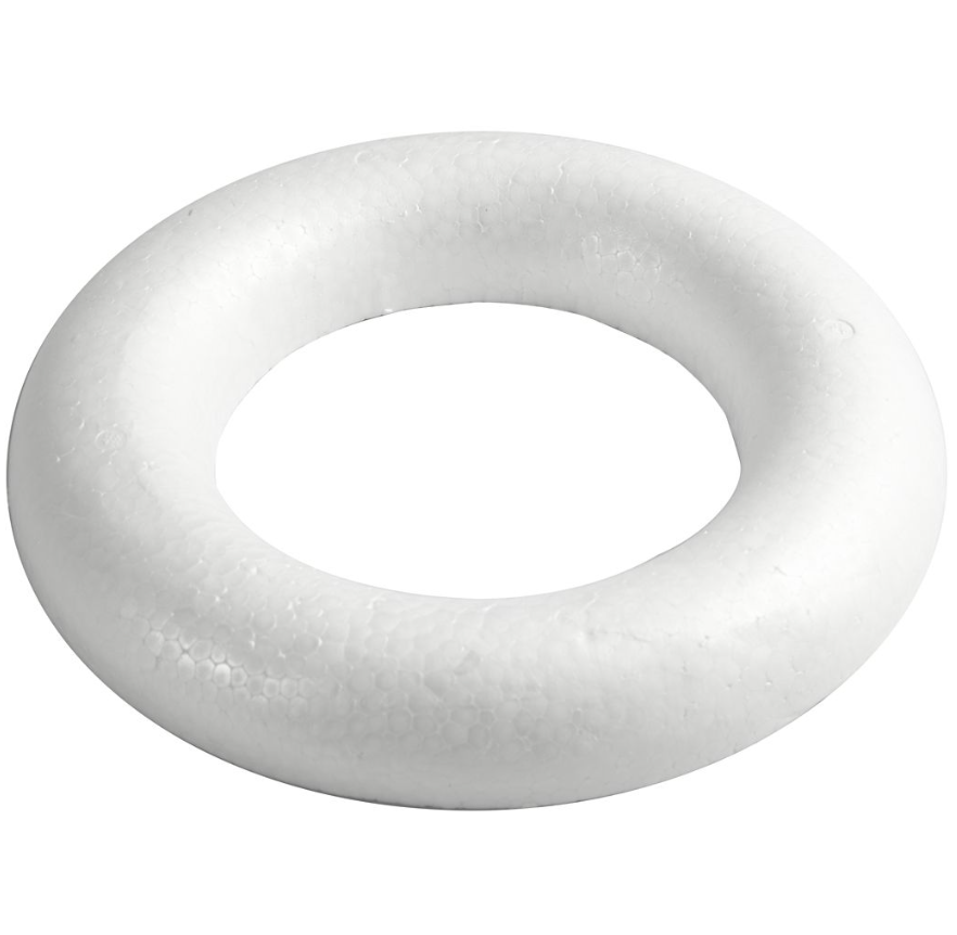 Styropor Ring Med Flad Bagside  Dia: 25 Cm  Tykkelse: 30 Mm