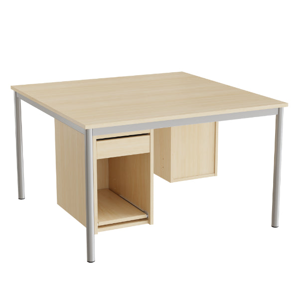Sybord 136  1200x1200 Mm H720 Mm  Birk Laminat  Alugråt Stel