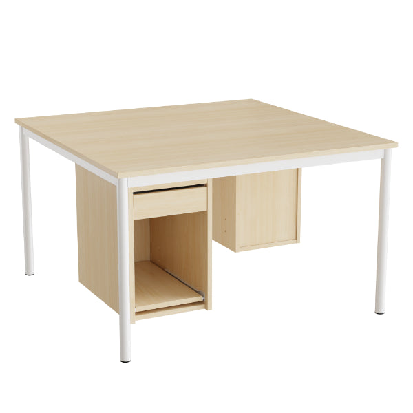 Sybord 136  1200x1200 Mm H720 Mm  Birk Laminat  Hvid Stel