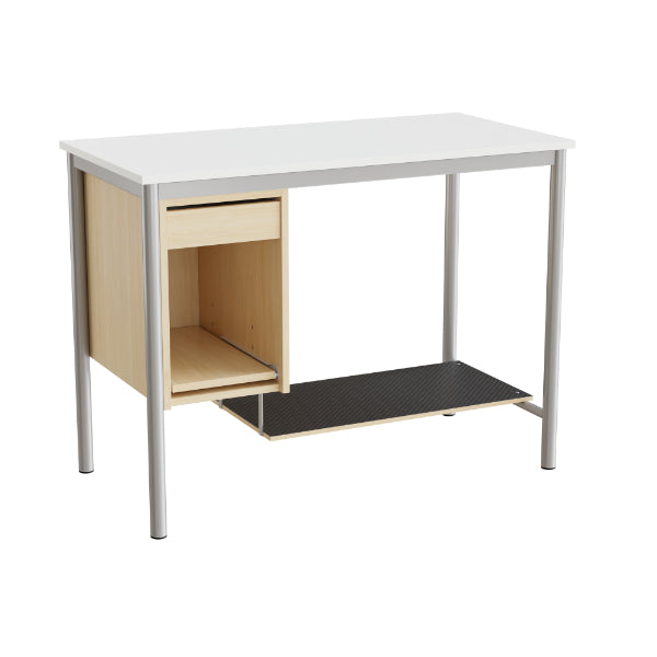 Sybord 133  1200x600 Mm H900 Mm  Hvid Laminat  Alugråt Stel
