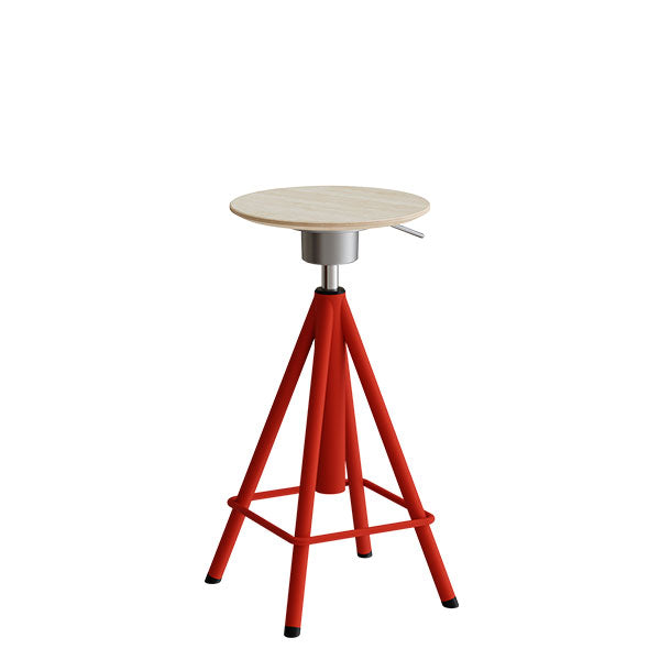 Taburet Atlas 2117  Hvidpigm  Egelaminat  Rødt Stel Vip  : 600-720 Mm