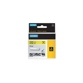 Tape Rhino 12mmx5 5m Vinyl Black Yellow