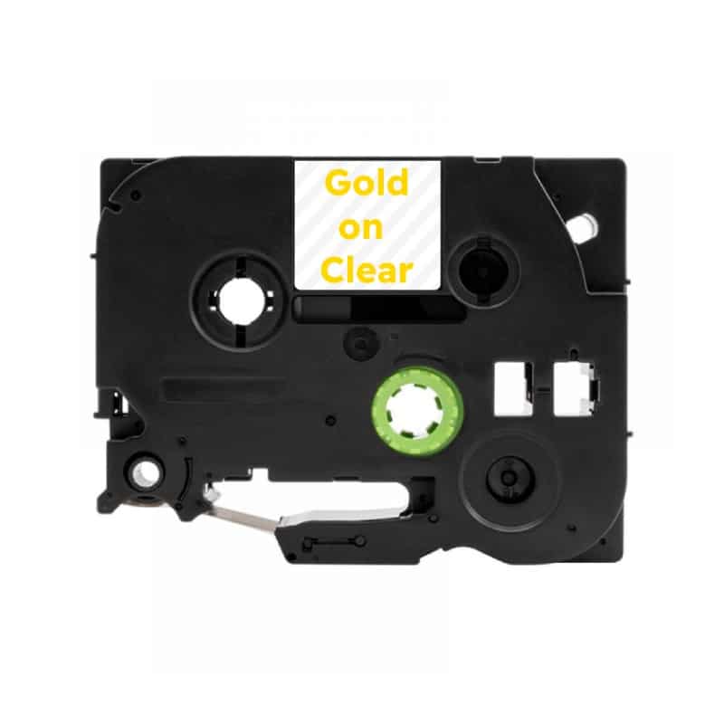 Tze154 Guld På Gennemsigtig Standardtape 24mm   8m Kompatibel Brother Tze154