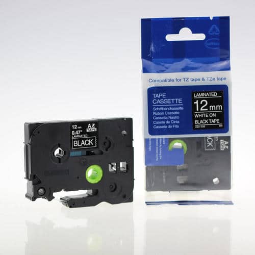 Tze335 Tape Hvid Tekst På Sort 12mm   8m Kompatibel Brother Tze335