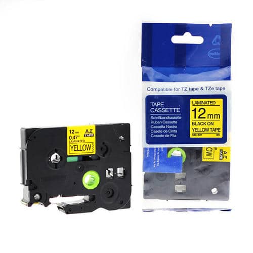 Tze631 Tape Sort Tekst På Gul 12mm   8m Kompatibel Brother Tze631