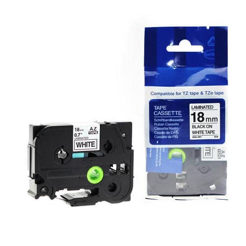 Tze241 Tape Sort Tekst På Hvid 18mm   8m Kompatibel Brother Tze241