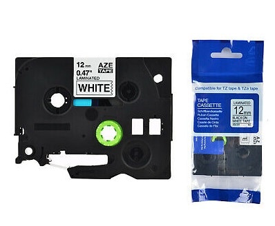 Tze231 Tape Sort Tekst På Hvid 12mm   8m Kompatibel Brother Tze231