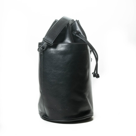 Unwind Strikketaske Rund Sort Pu-læder ø22cm 41cm