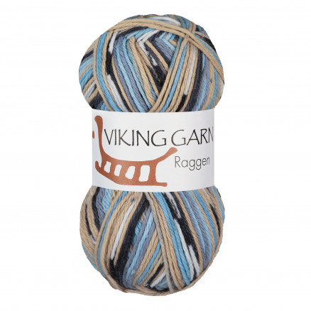 Viking Garn Raggen 722 Multi Beige  Lysblå