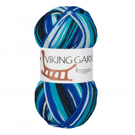 Viking Garn Raggen 729 Multi Blå  Hvid