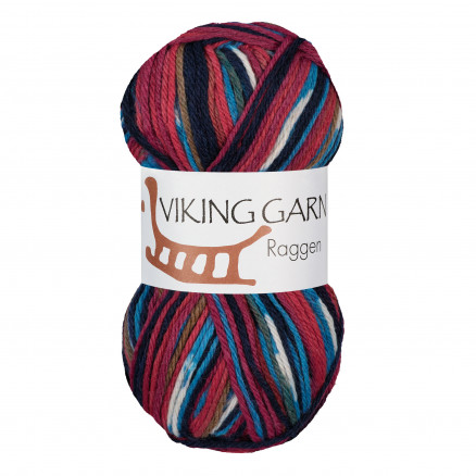 Viking Garn Raggen 775 Multi Burgunder  Blå