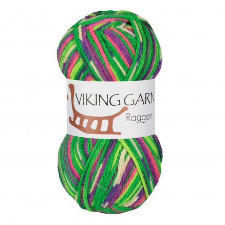 Viking Garn Raggen 739 Multi Grøn  Rosa