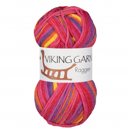 Viking Garn Raggen 741 Multi Gul  Cerise
