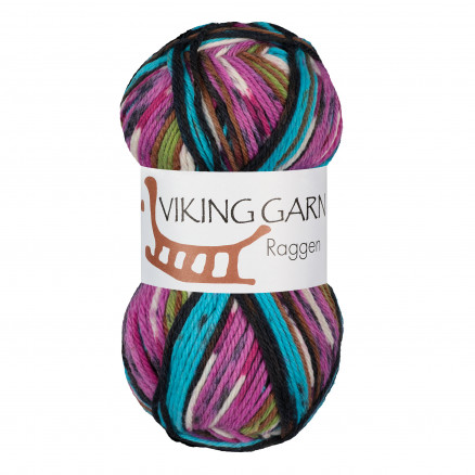 Viking Garn Raggen 740 Multi Lys Turkis  Rosa