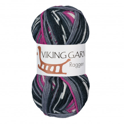 Viking Garn Raggen 770 Multi Mørk Grå  Cerise