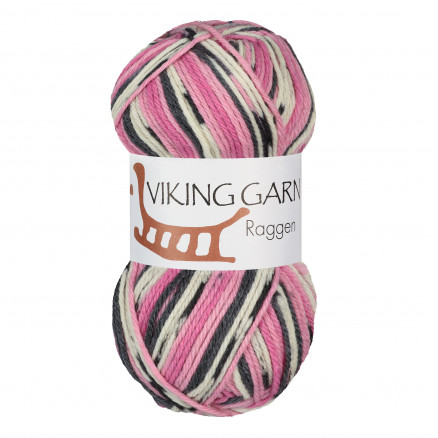 Viking Garn Raggen 763 Multi Rosa  Mørk Grå
