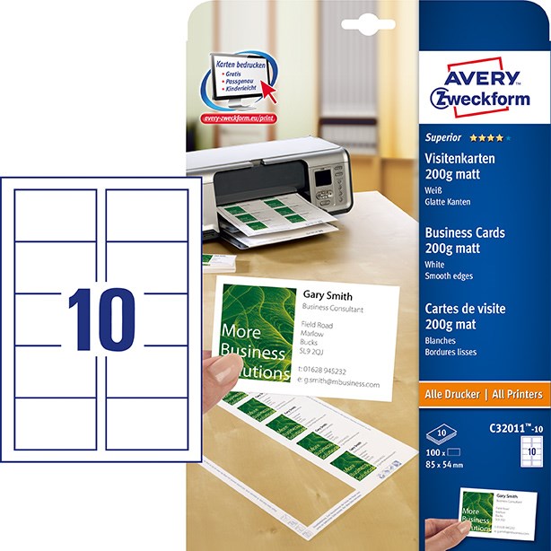 Visitkort Mat 200g 85x54  100