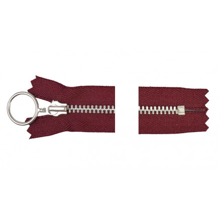 Ykk Lynlås Aluminium Fast   Ring 35cm 4mm Bordeaux