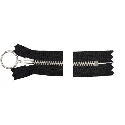 Ykk Lynlås Aluminium Fast   Ring 35cm 4mm Sort
