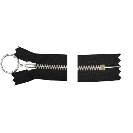 Ykk Lynlås Aluminium Fast   Ring 20cm 4mm Sort
