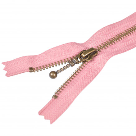 Ykk Lynlås Fast Antik Messing Gammel Rosa 6mm 35cm