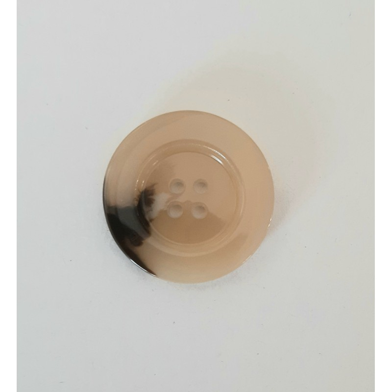 Brun Hvid Plastikknap Med   Huller  28 Mm